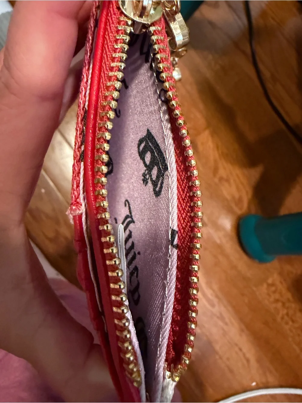 Juicy Couture  Strawberry Charm Zip Case and Red Striped Logo wallet. EXCLUSIVE